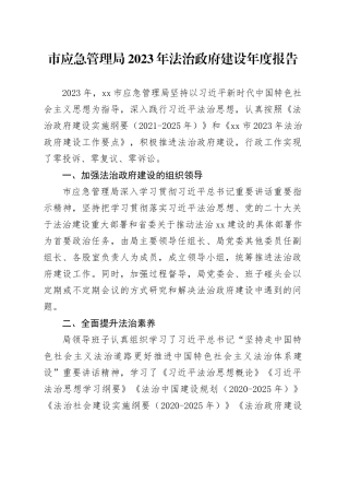 市应急管理局2023年法治政府建设年度报告（20231121）