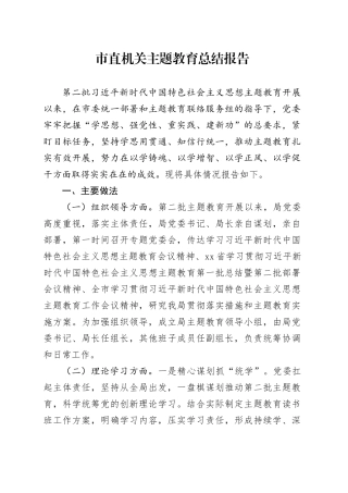 市直机关主题教育总结报告