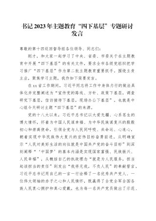 书记2023年主题教育“四下基层”专题研讨发言