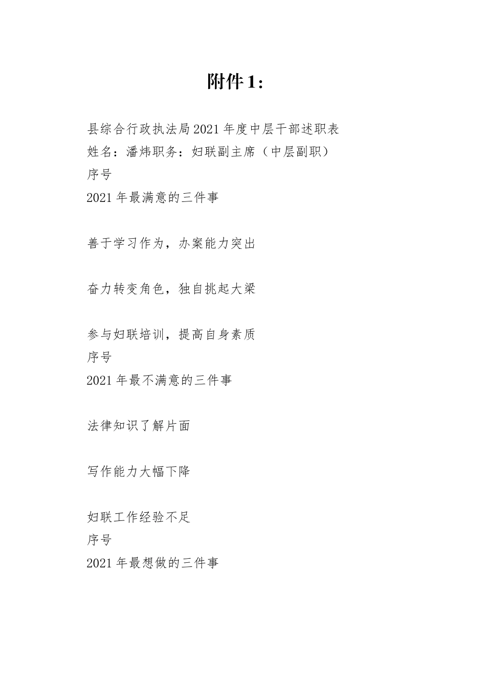 述职报告（法制科 潘炜）_第1页