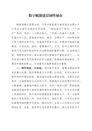 数字赋能建设韧性城市