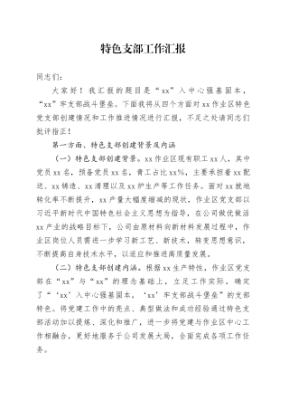 特色支部工作汇报