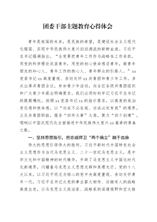 团委干部主题教育心得体会