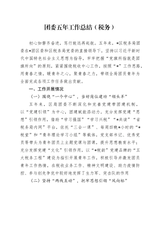 团委五年工作总结（税务）