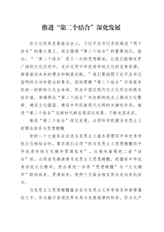 推进“第二个结合”深化发展