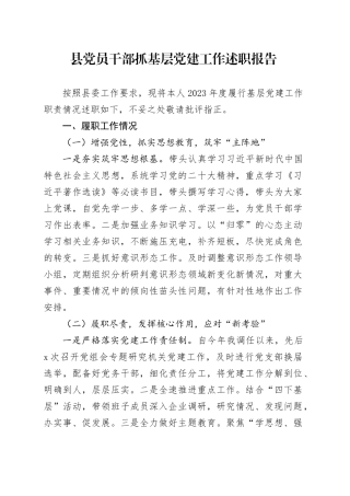 县党员干部抓基层党建工作述职报告