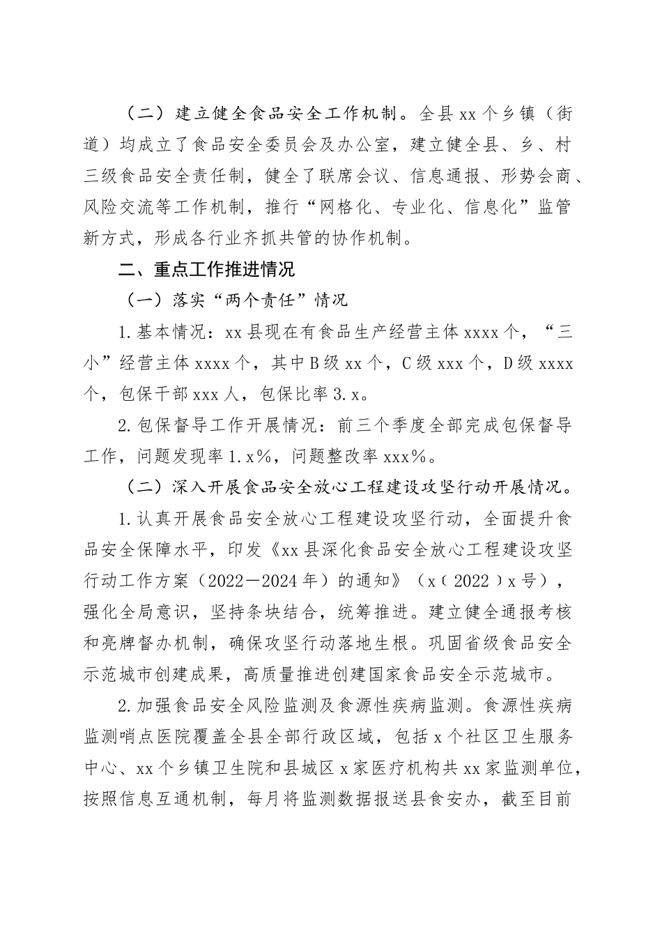 县食品安全重点工作自查情况报告_第2页