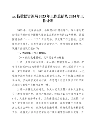 县数据资源局2023年工作总结及2024年工作计划