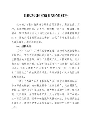 县推动共同富裕典型经验材料(1)