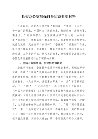 县委办公室加强自身建设典型材料