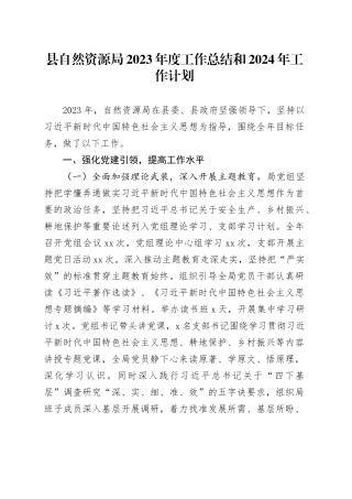 县自然资源局2023年度工作总结和2024年工作计划（20240105）