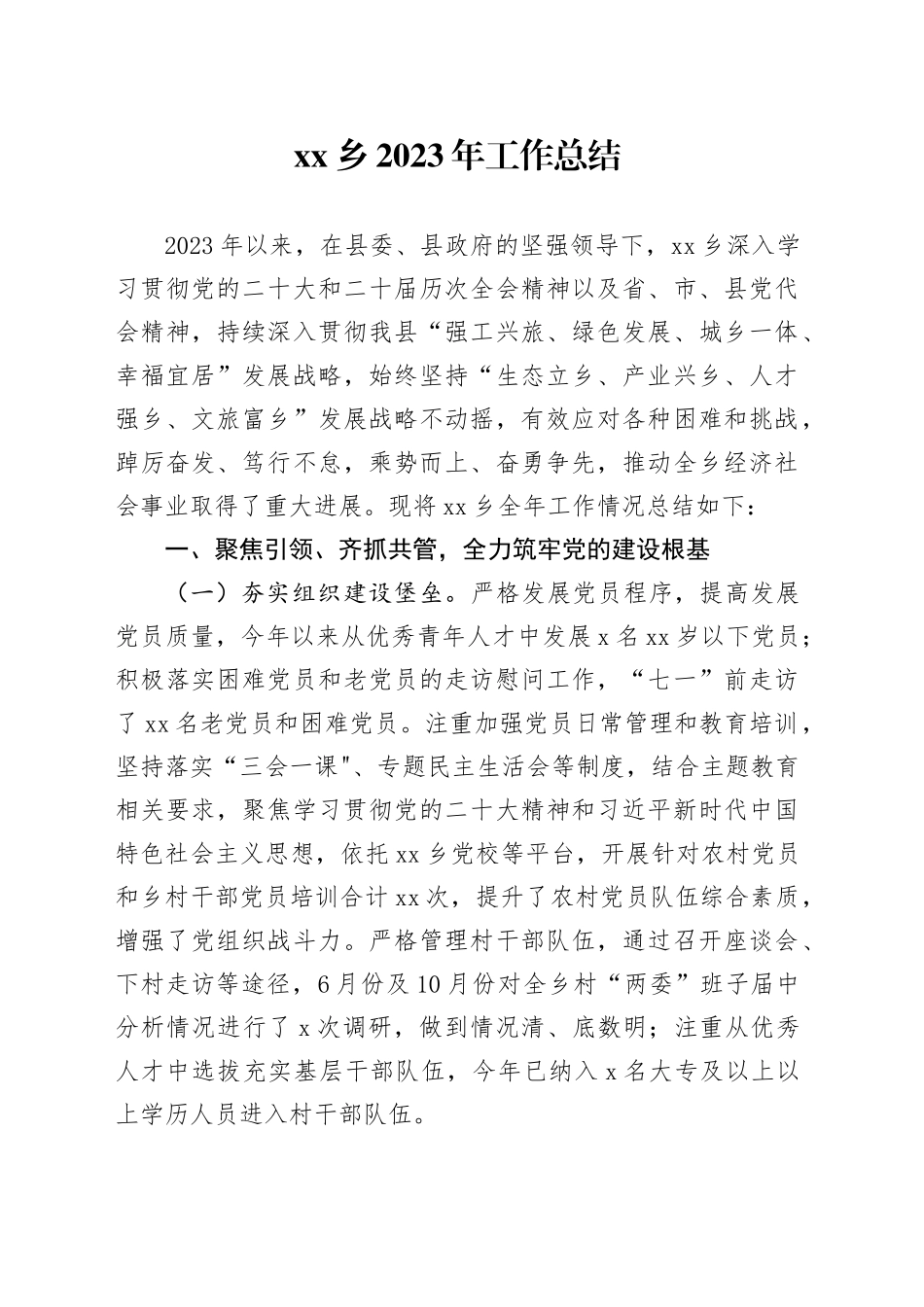 乡2023年工作总结（202311270_第1页