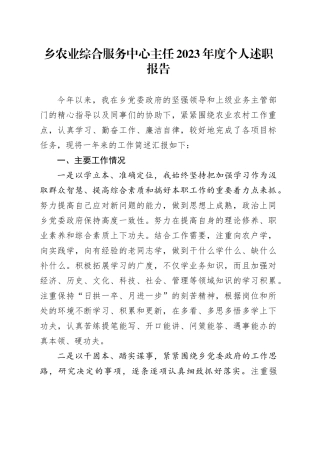 乡农业综合服务中心主任2023年度个人述职报告