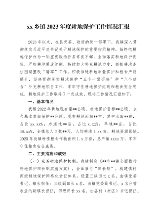 乡镇街道2023年度耕地保护工作情况汇报
