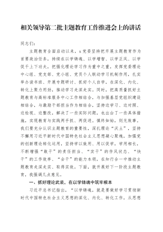 相关领导第二批主题教育工作推进会上的讲话