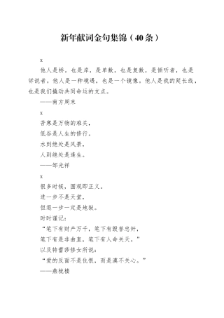 新年献词金句集锦（40条）