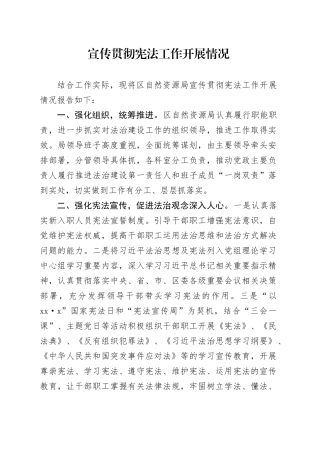 宣传贯彻宪法工作开展情况