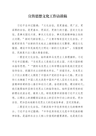 宣传思想文化工作访谈稿