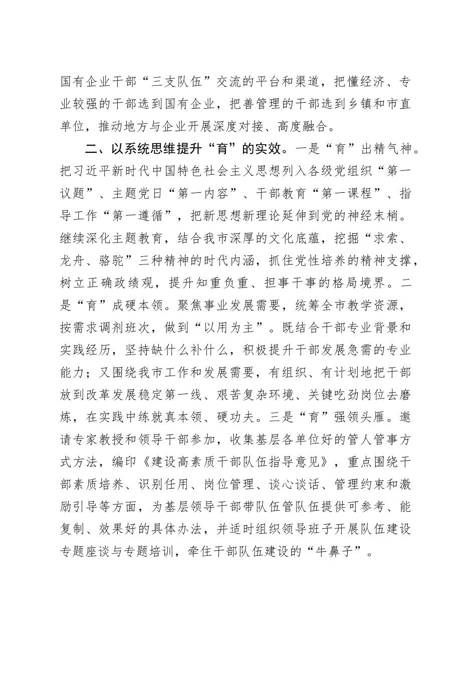 选育管用干部队伍建设研讨发言材料心得体会_第2页