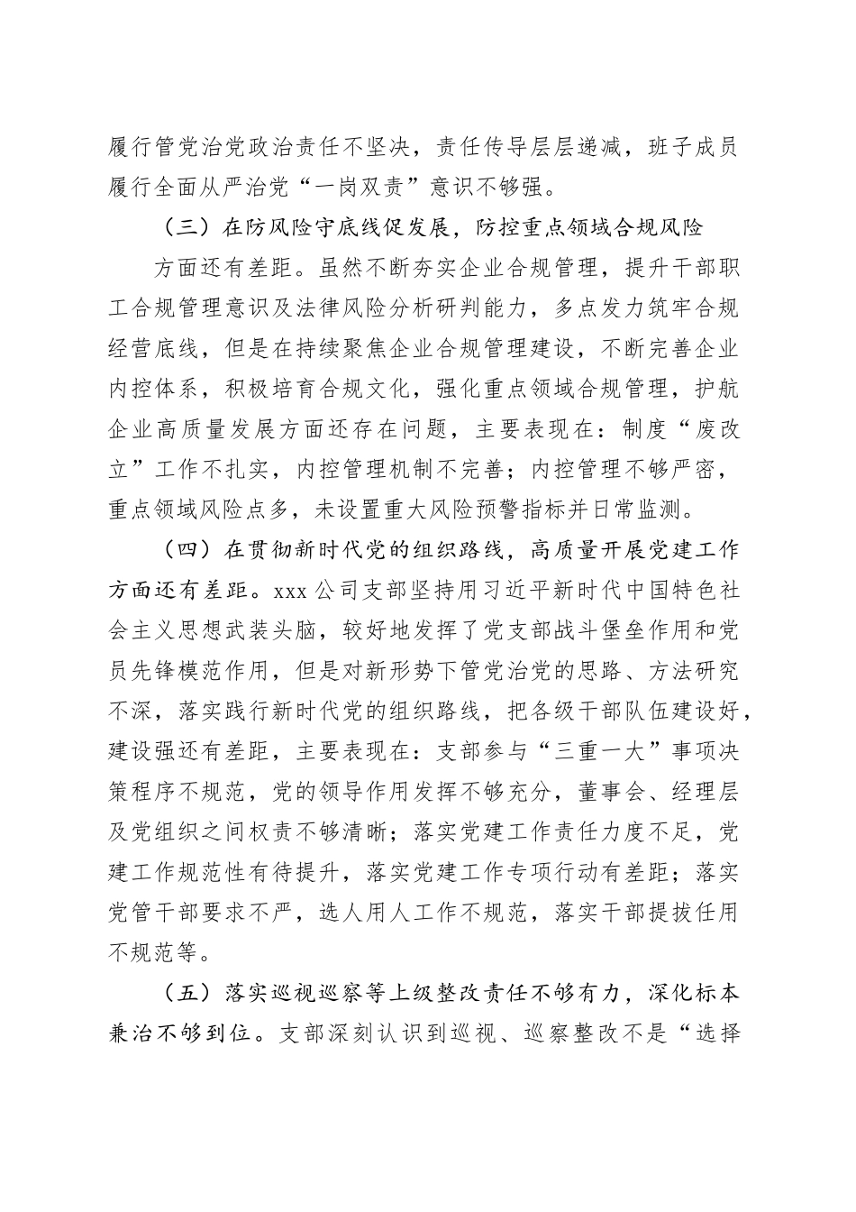 巡察整改专题民主生活会对照检查材料（2）_第2页