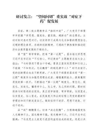 研讨发言：“望闻问切”重实效“对症下药”促发展