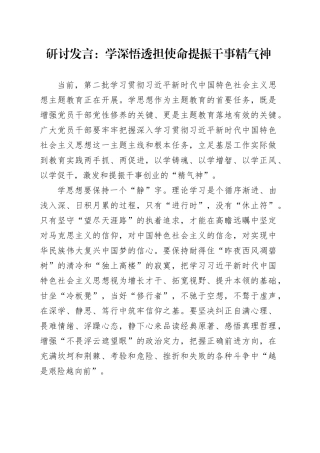 研讨发言：学深悟透担使命 提振干事精气神