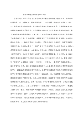 以科技赋能做好智慧审计工作