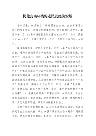 优化营商环境促进民营经济发展（20230817）