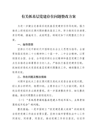 有关抓基层党建存在问题整改方案
