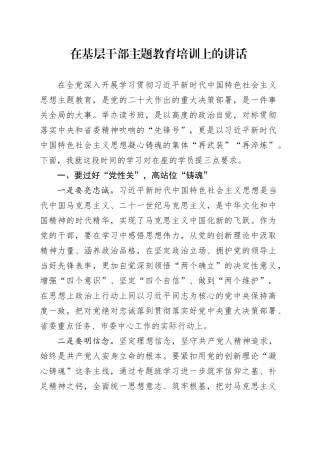在基层干部主题教育培训上的讲话