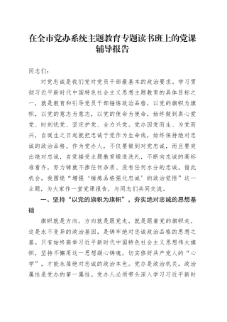 在全市党办系统主题教育专题读书班上的党课辅导报告
