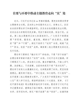 在要与不要中推动主题教育走向“实”处