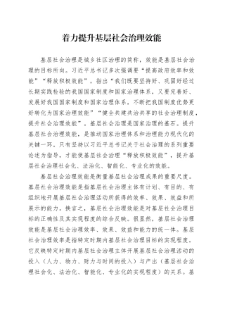 着力提升基层社会治理效能