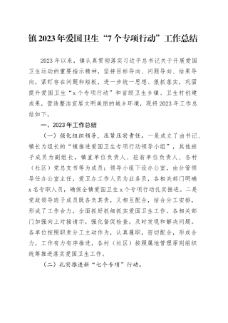 镇2023年爱国卫生“7个专项行动”工作总结(1)