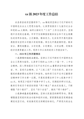 镇2023年度工作总结