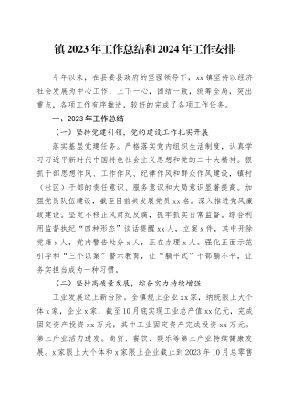 镇2023年工作总结和2024年工作安排（20231220）
