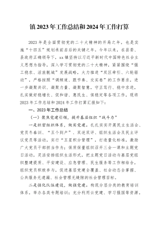 镇2023年工作总结和2024年工作打算（20231226）