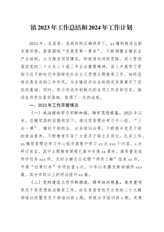 镇2023年工作总结和2024年工作计划（20231218）(1)