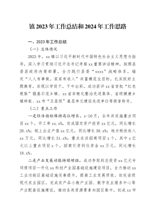 镇2023年工作总结和2024年工作思路（20240104）