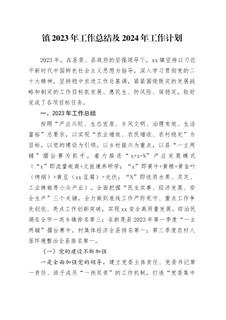镇2023年工作总结及2024年工作计划（20231212）