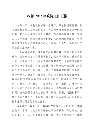 镇2023年政协工作汇报