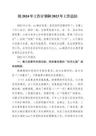 镇2024年工作计划和2023年工作总结（20240109）