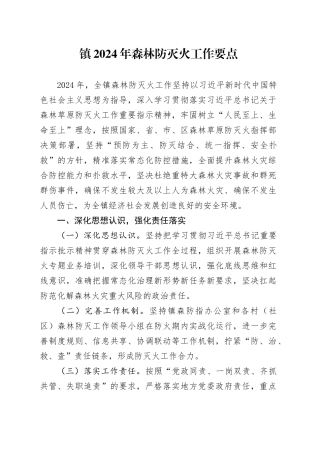 镇2024年森林防灭火工作要点