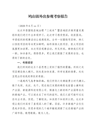 镇外出参观考察报告