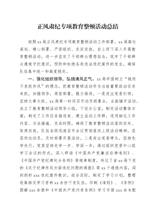 正风肃纪专项教育整顿活动总结