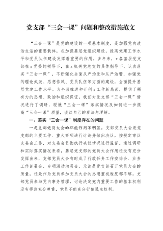 支部三会一课问题和整改措施231211