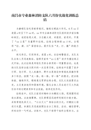 支队六月份实战化训练总结