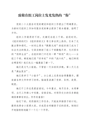 致敬在组工岗位上发光发热的你