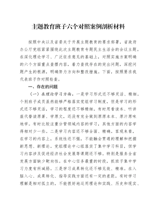 主题教育班子六个对照案例剖析材料
