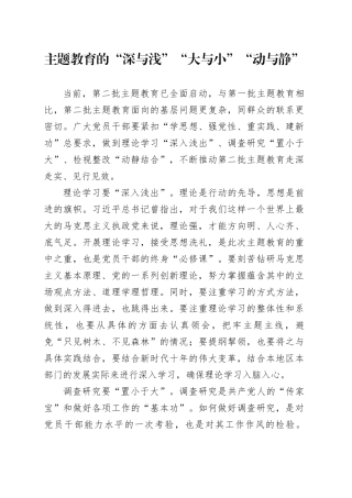 主题教育的“深与浅”“大与小”“动与静”